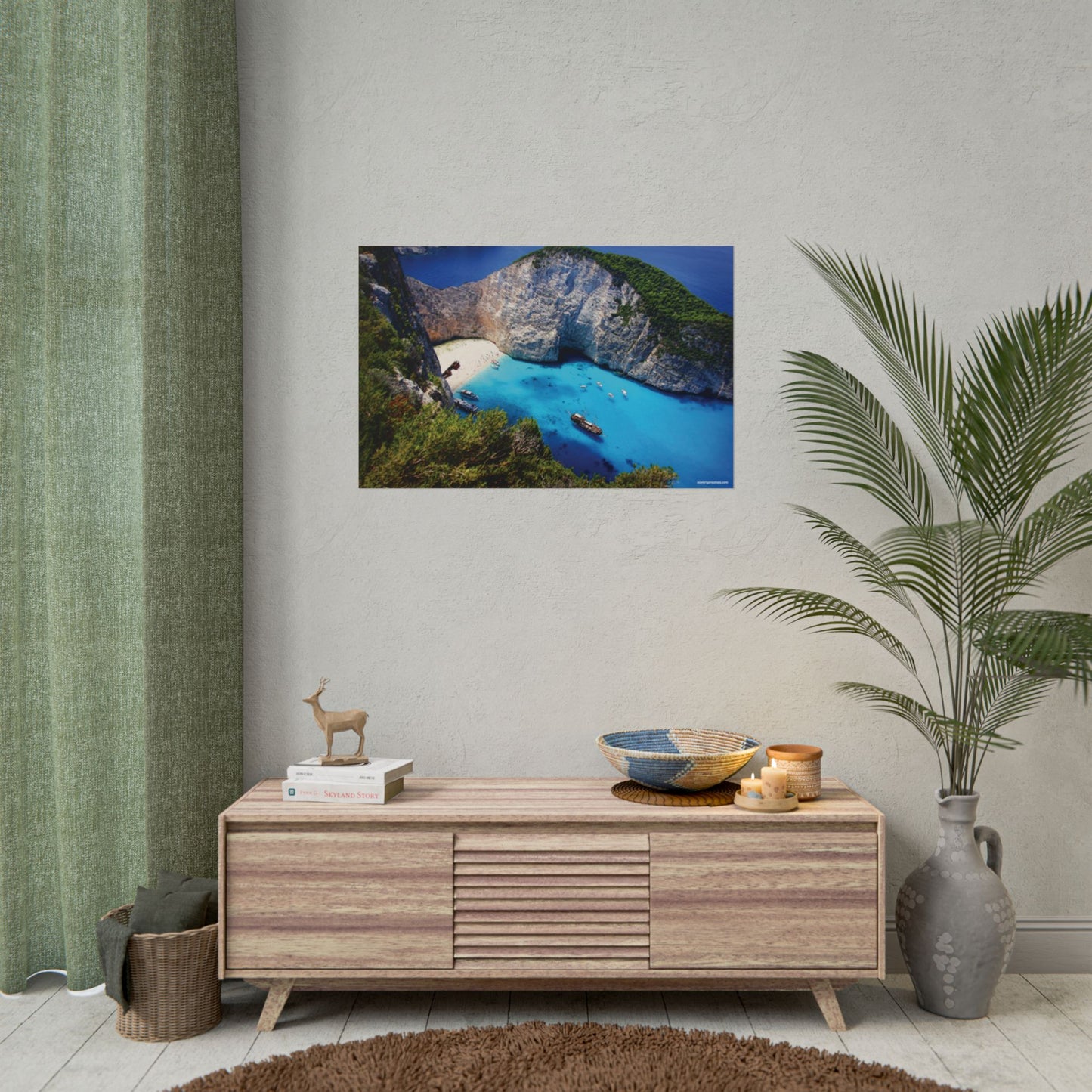 Navagio Beach Zakynthos Greece Painting Window to the World Horizontal Poster - Xavi's World