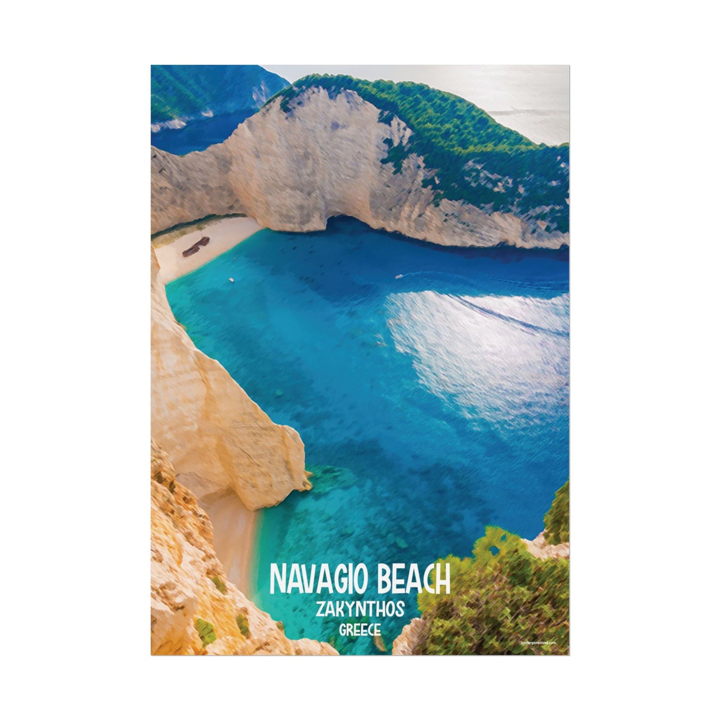 Navagio Beach Zakynthos Greece Painting Window to the World Vertical Poster - Xavi's World