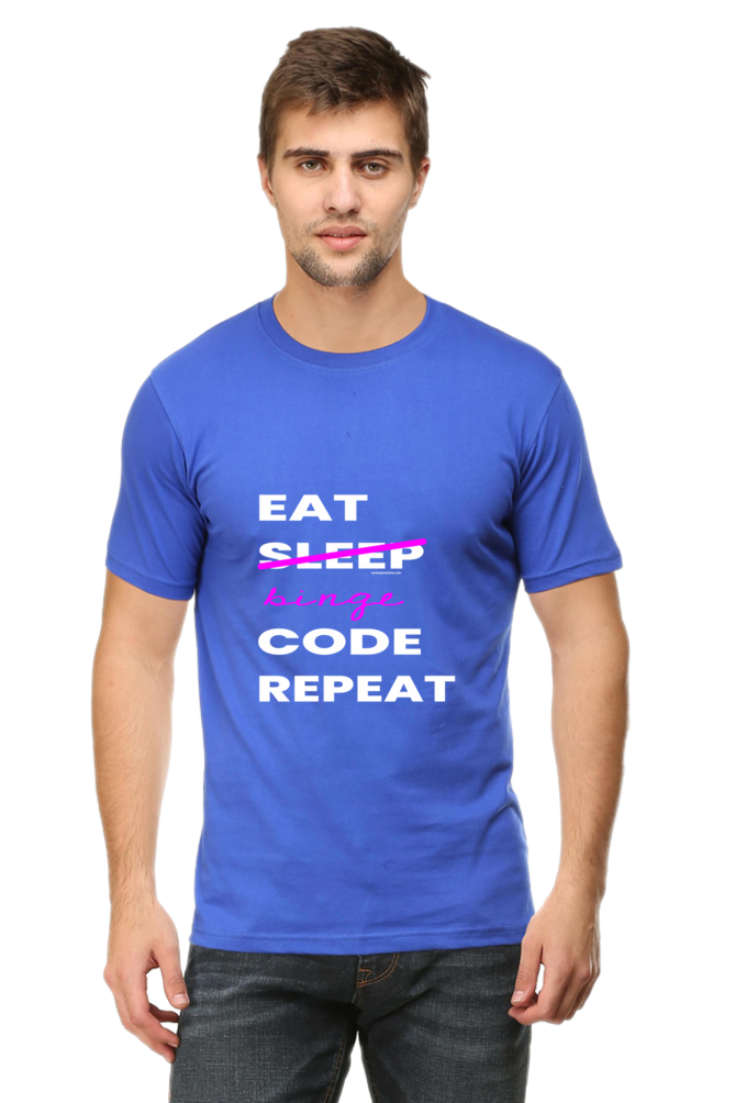 Xavi's Eat Sleep Code Repeat Binge Unisex Cotton Coder T-shirt - Xavi's World