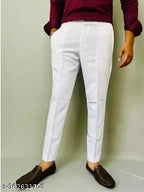 White Slim Fit Formal Trouser for Men