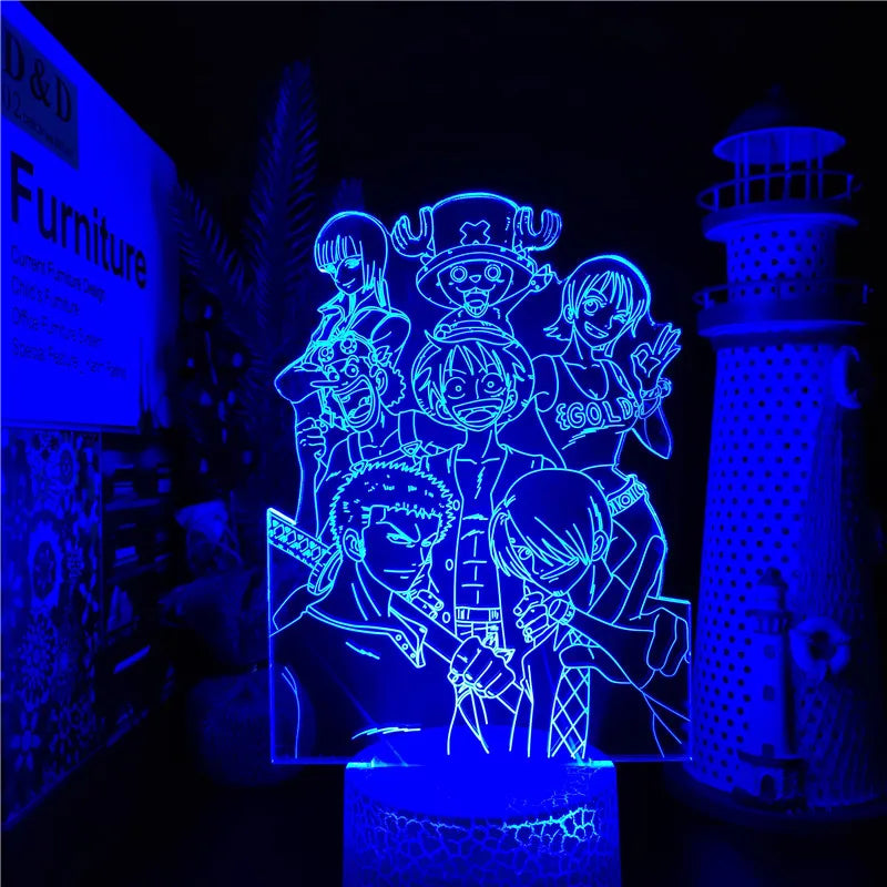 Set 1 One of Piece Multi-Style Night Light LED Color Changing Action Figure Collectables
