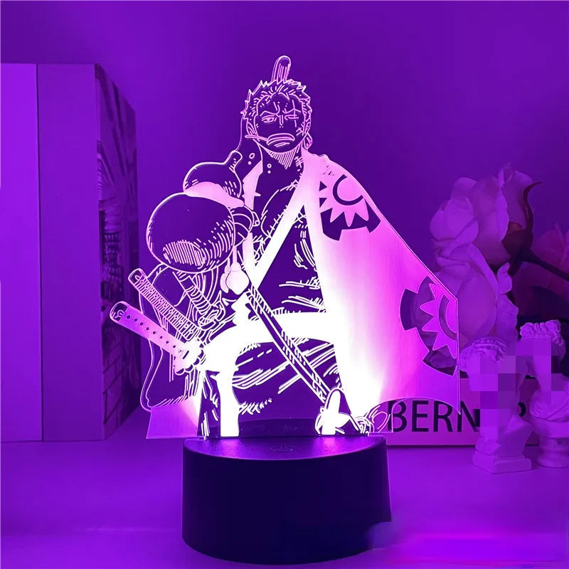 Set 2 One of Piece Multi-Style Night Light LED Color Changing Action Figure Collectables