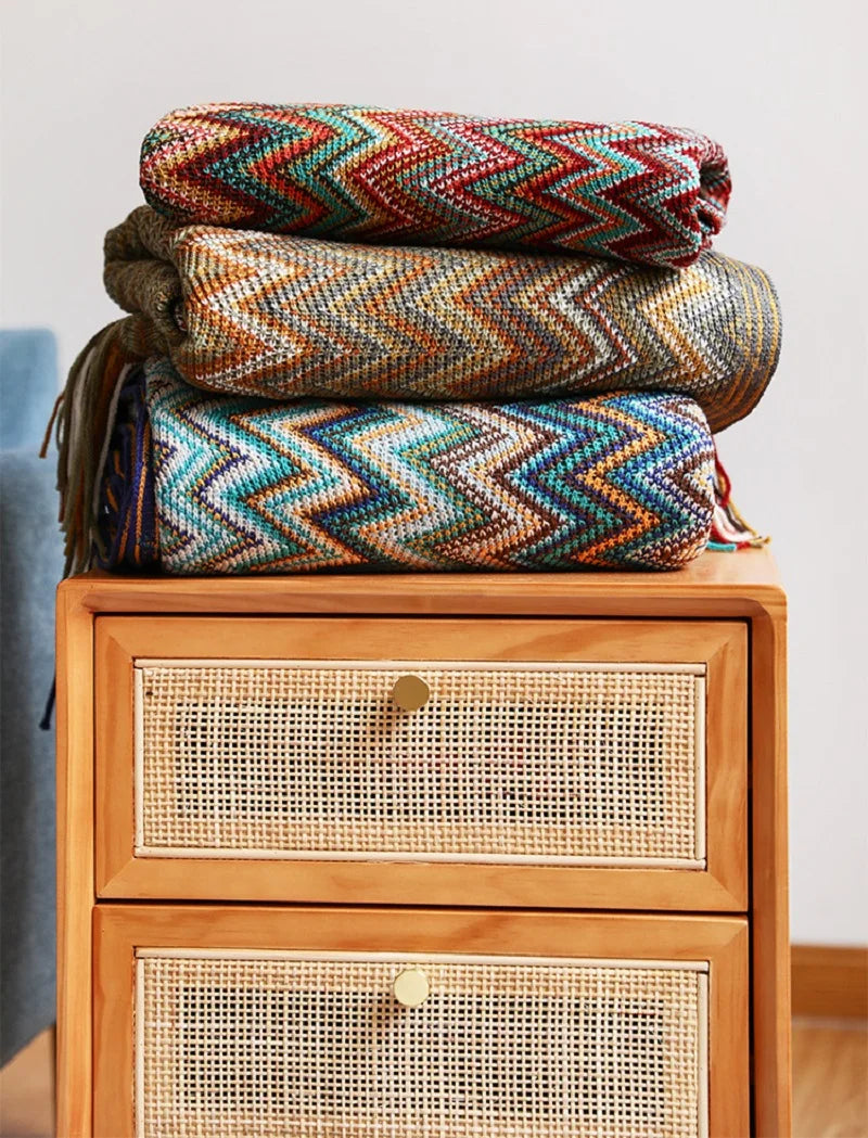 Xavi's Bohemian Hand Knitted Aztec Vibe Blanket