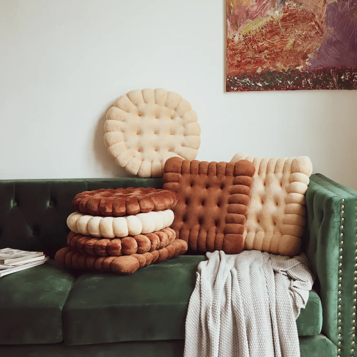 Xavi's Cookie Biscuit Cushion Soft Cute Throw Pillow