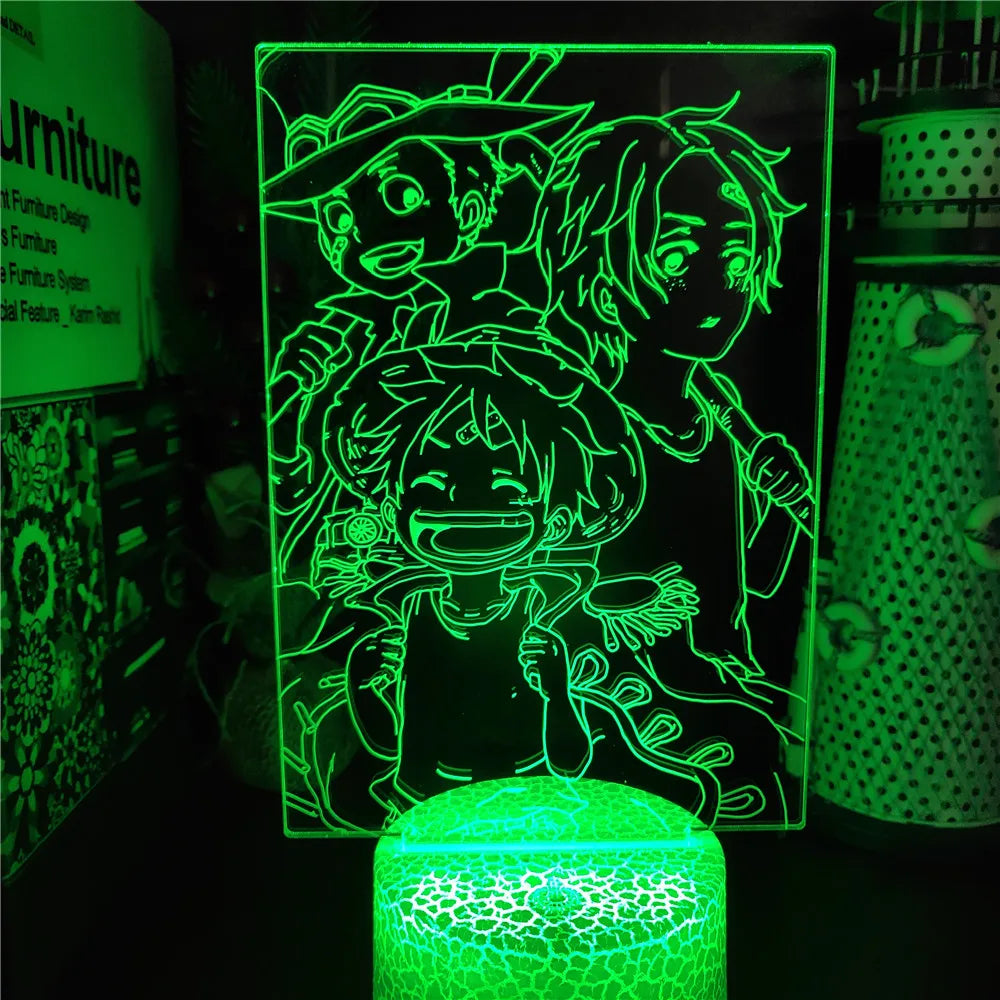 Set 2 One of Piece Multi-Style Night Light LED Color Changing Action Figure Collectables