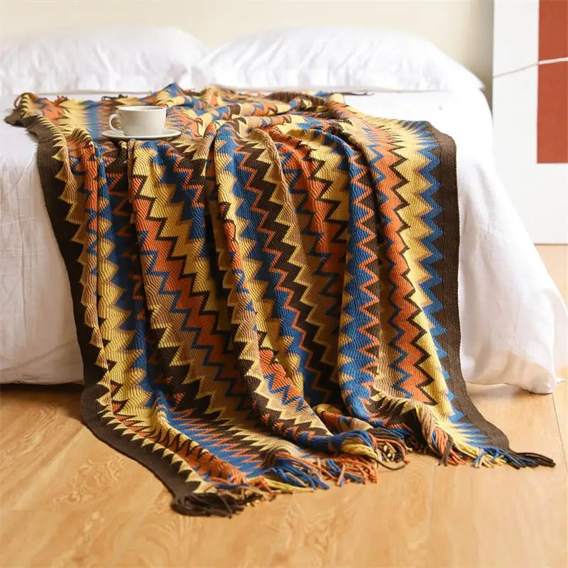 Xavi's Bohemian Hand Knitted Aztec Vibe Blanket