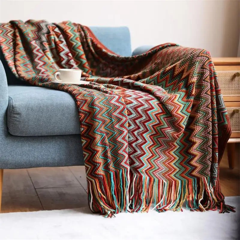 Xavi's Bohemian Hand Knitted Aztec Vibe Blanket