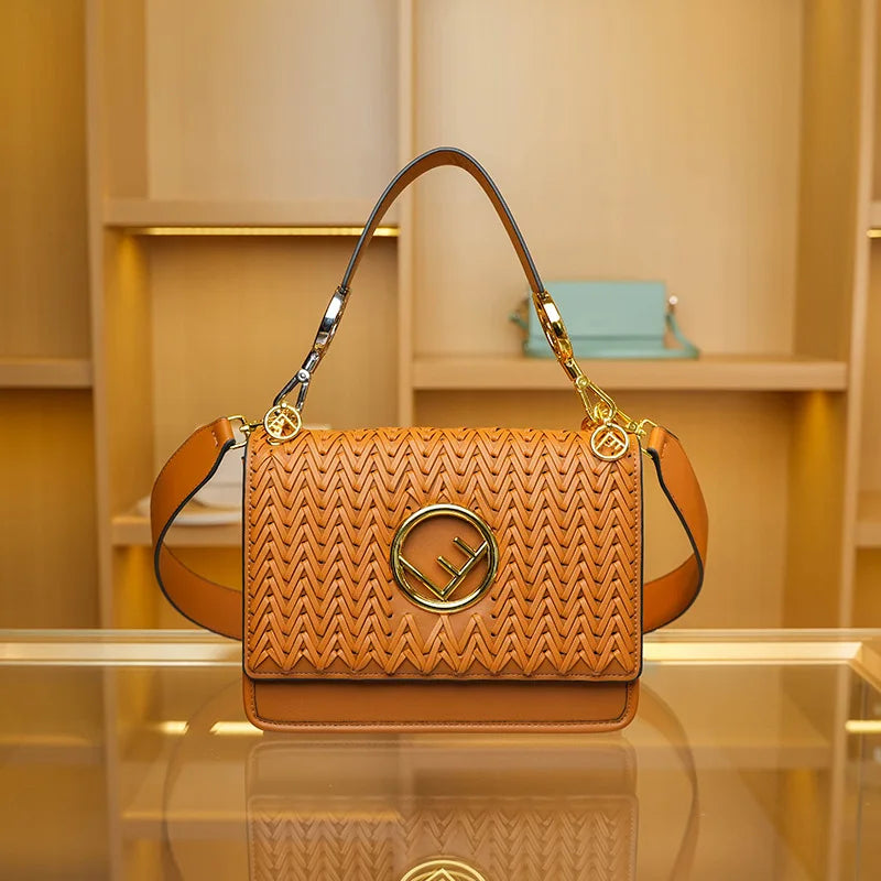 Luxury Woven Leather Multi-color Shoulder Bag cum Crossbody Bag