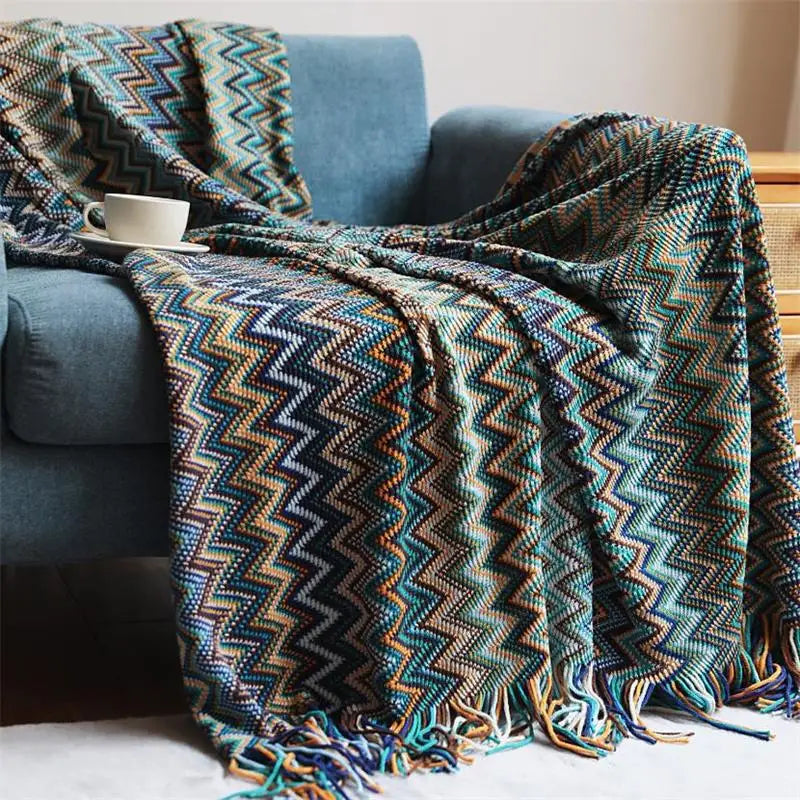 Xavi's Bohemian Hand Knitted Aztec Vibe Blanket