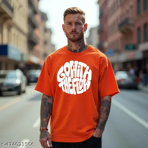 Basic Quality Oversized Go With the Flow Typography Unisex Tshirt