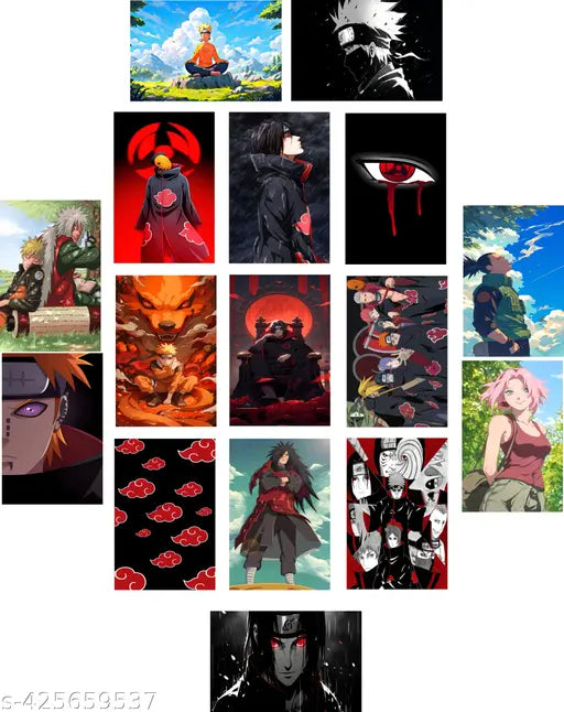 Anime Wall Poster Set of 16 ( 10.5 x 14.8 cm ) Set 1