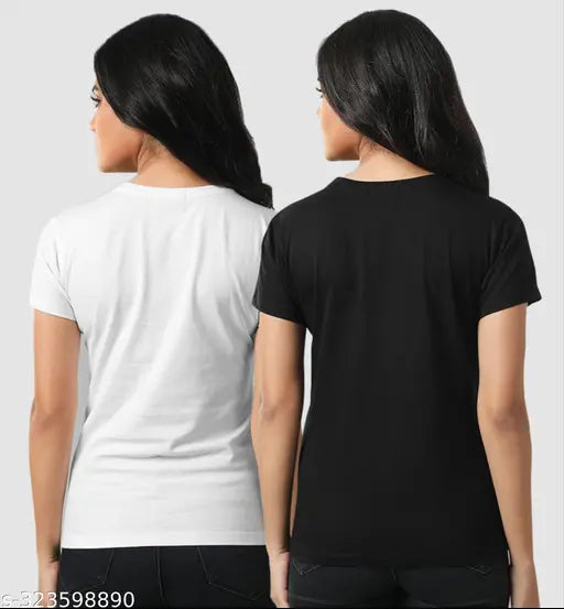 Basic Quality Black White Women's Active wear T-shirt Combo (Multi Variant)