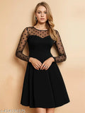Black Lycra Designer Party Dress