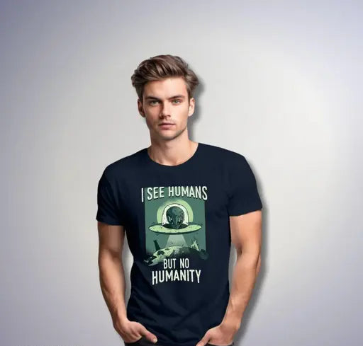 Basic Quality Oversized Alien See Humans but not Humanity Backprint Unisex Tshirt