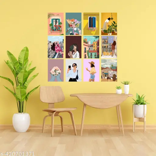 Set of 12 Aesthetic Women Art Posters | A4 Size