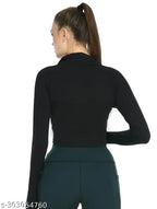 Women's Full Sleeve Collar Crop Top