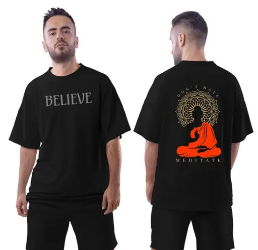 Basic Quality Oversized Dont Hate Meditate Backprint Unisex Tshirt