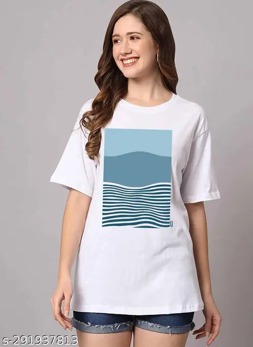 Abstract Waves Oversized Women's T-shirt
