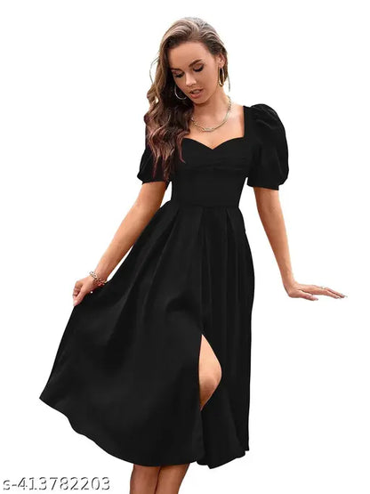 Eternal A-line Sweetheart Neck Puff Sleeve Dress