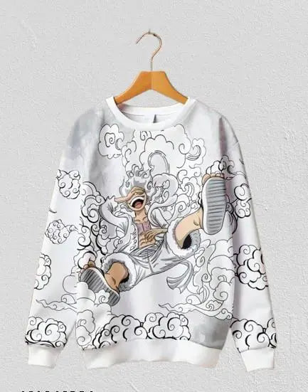 Trendy Anime Printed Luffy Gear 5 Sweatshirt