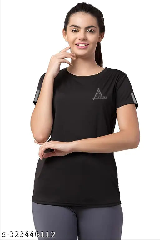 Black White Women's Active wear T-shirt Combo (Multi Variant)