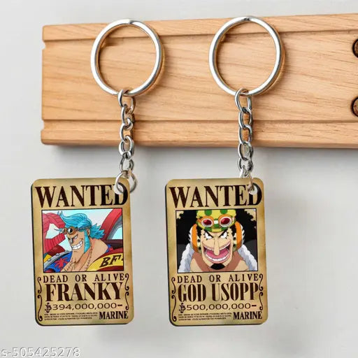 One of Piece Wanted Anime Keychains | Pack of 6