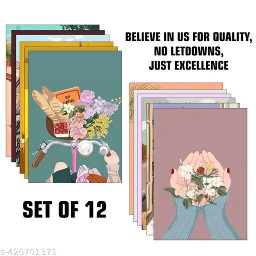 Set of 12 Aesthetic Women Art Posters | A4 Size