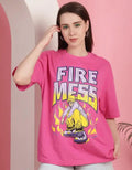 Basic Quality Fire Mess Hot Pink Oversized Women's T-shirt