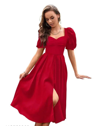 Eternal A-line Sweetheart Neck Puff Sleeve Dress