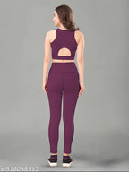 Women's Solid Top & Bottom Gym Set (Multi Variant)