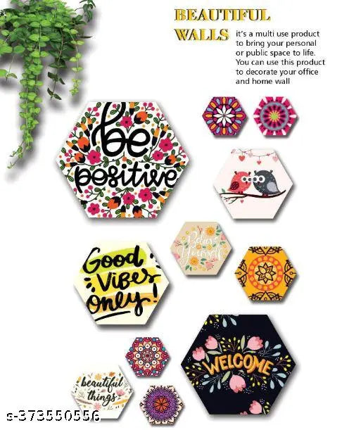 Motivational Hexagon Shaped Decor Plates | Set of 11