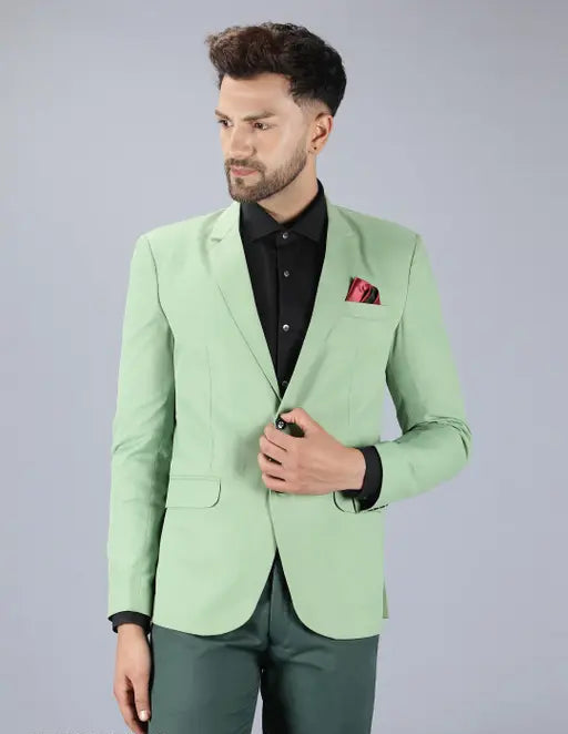 Trendy Olive Pista Green Blazer for Men