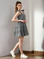 Sleeveless Checked Beach Dress