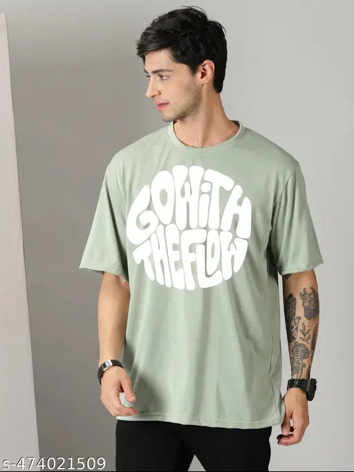 Basic Quality Oversized Go With the Flow Typography Unisex Tshirt