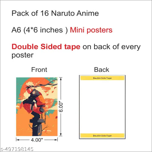 Anime Wall Posters | 11 x 15 cm | Pack of 16 | Set 3