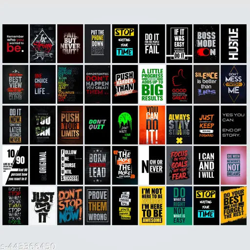 Motivational Inspirational Poster Collage | Pack of 45 | 4 x 6 Inch
