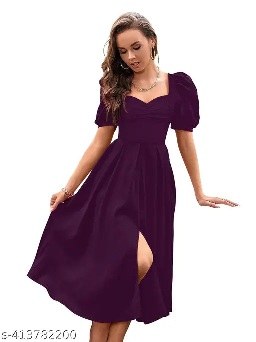 Eternal A-line Sweetheart Neck Puff Sleeve Dress