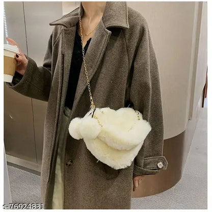 Faux Fur Heart Shaped Handbag