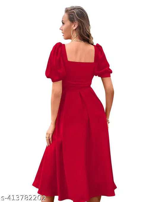 Eternal A-line Sweetheart Neck Puff Sleeve Dress