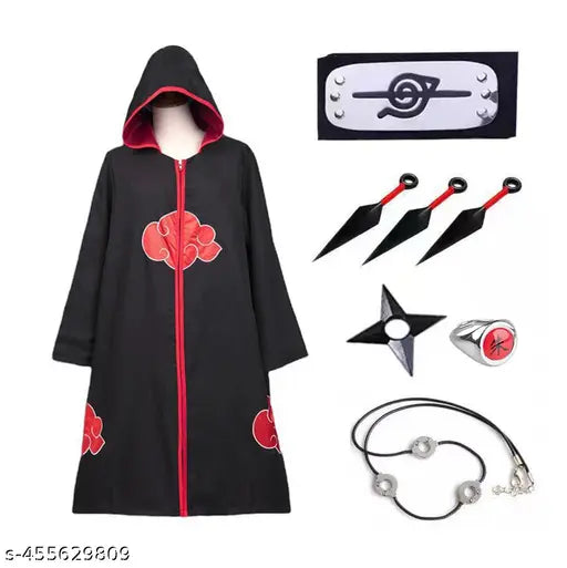 Anime Hooded Akatsuki Cloak Cosplay Costume and Set