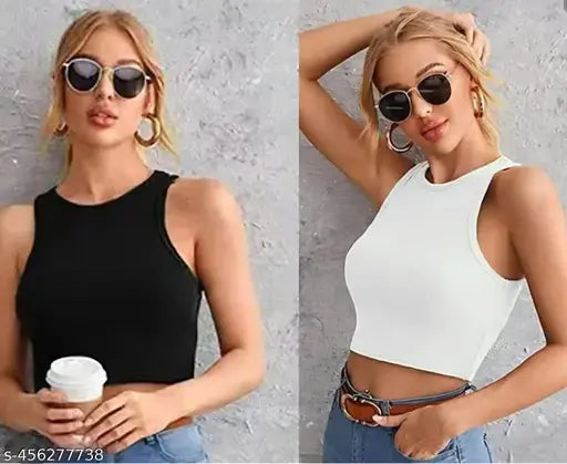 Casual Black White Tank Top Combo