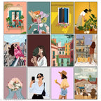 Set of 12 Aesthetic Women Art Posters | A4 Size
