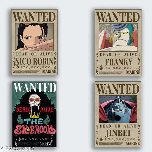 One of Piece Anime Wanted Posters Pack of 10 A4 Size
