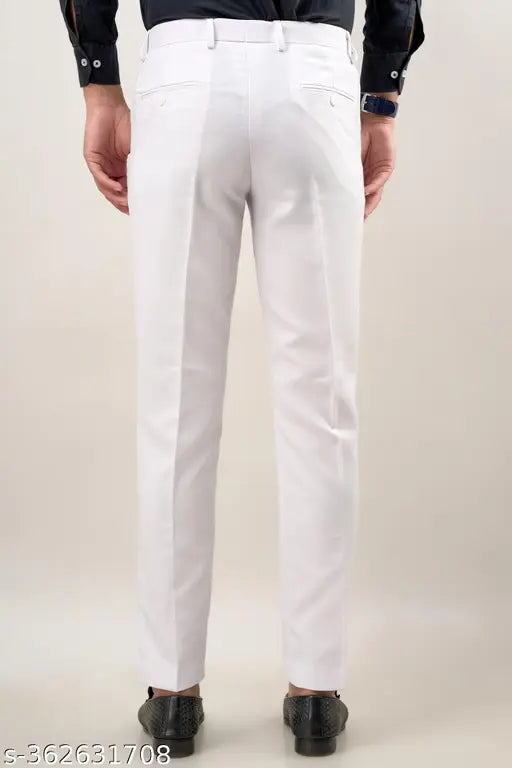 White Slim Fit Formal Trouser for Men