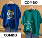 Basic Quality Don't Care and Too Lazy To Be Lazy Oversized Women's T-shirt Combo