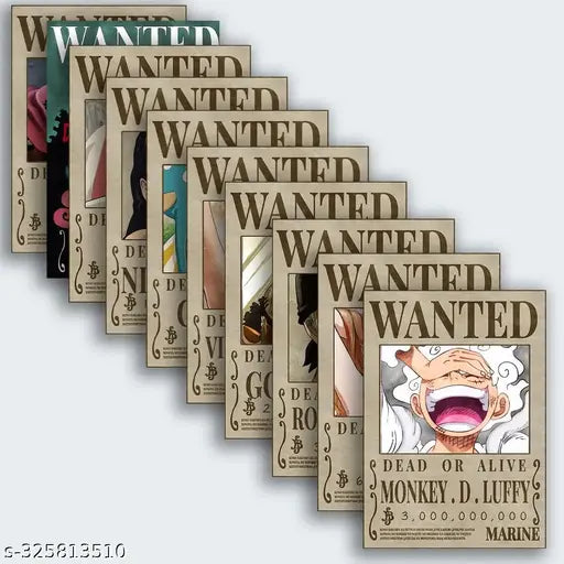 One of Piece Anime Wanted Posters Pack of 10 A4 Size