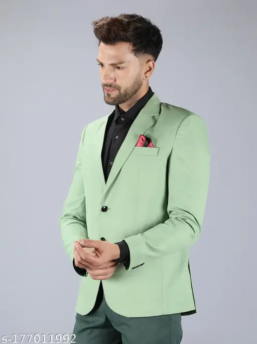 Trendy Olive Pista Green Blazer for Men