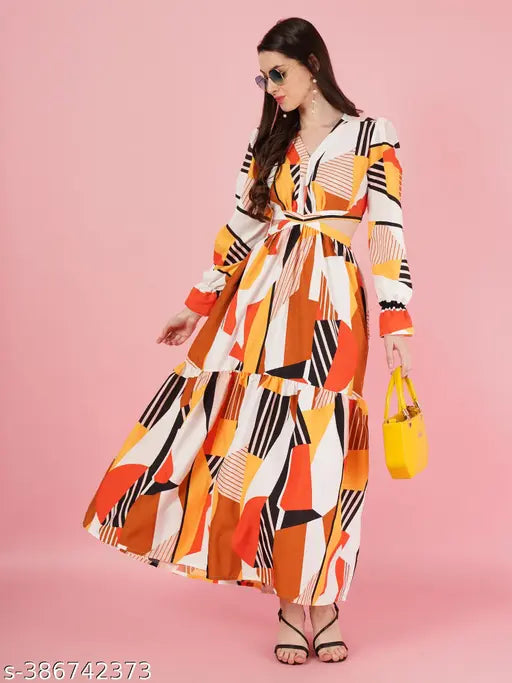 Trendy V Neck Fit and Flare Waist Cutout Dress