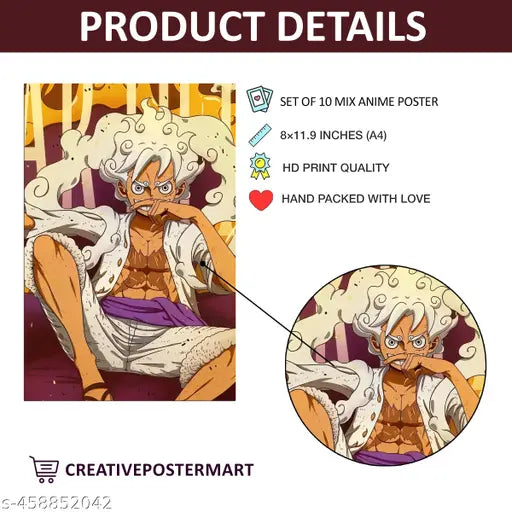 Set of 10 Anime Printed Wall Posters 8.3 x 11.7 Inches Set 2