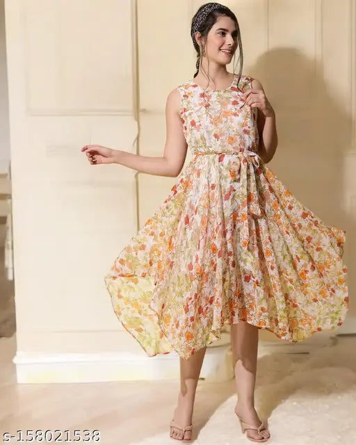 Trendy Printed Multi Pattern Asymmetric Dress
